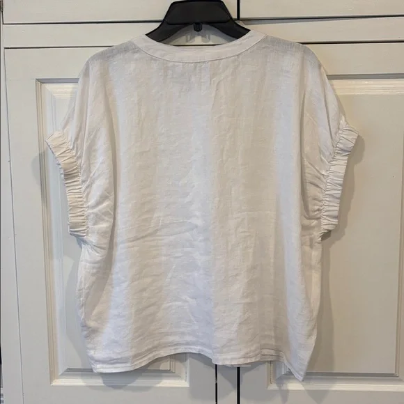 DKNY White 100% Linen Button-Up Blouse - Picture 5 of 5